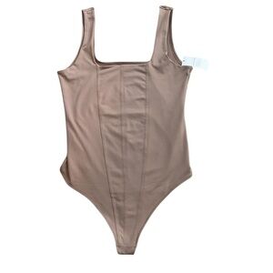 Abercrombie & Fitch Soft A&F Collection Bodysuit Large Taupe / Mocha Nude NWT